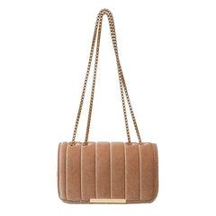 Velvet Chains Shoulder Bag Women Western Style Autumn Winter Messenger Bag