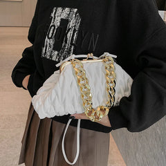 High Handbags Pleated Chain Bag Western Style Shoulder Bags Retro Messenger Bag