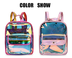 Hologram Women Backpack PVC Laser School Bag Teen Girls Travel Waterproof
