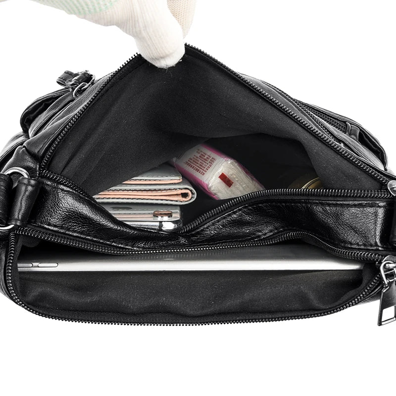 High Ladies Leather Messenger Bag Large Capacity Shoulder Bag
