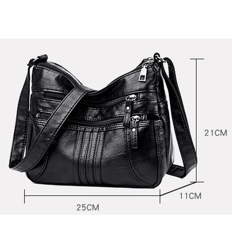 High Ladies Leather Messenger Bag Large Capacity Shoulder Bag