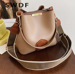 High Ladies Messenger Bucket Bag Style Wide Shoulder Strap One Shoulder Hit