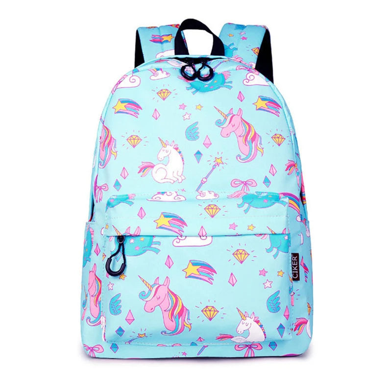 Unicorn Print Laptop Backpack for Girls Casual Travel Pink M1396