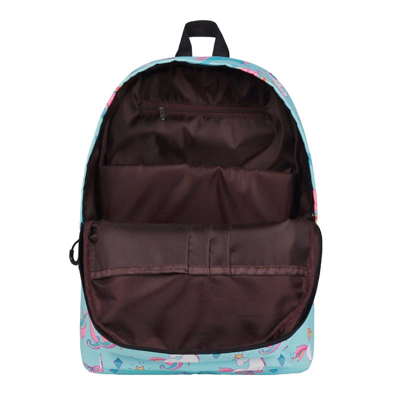 Unicorn Print Laptop Backpack for Girls Casual Travel Pink M1396
