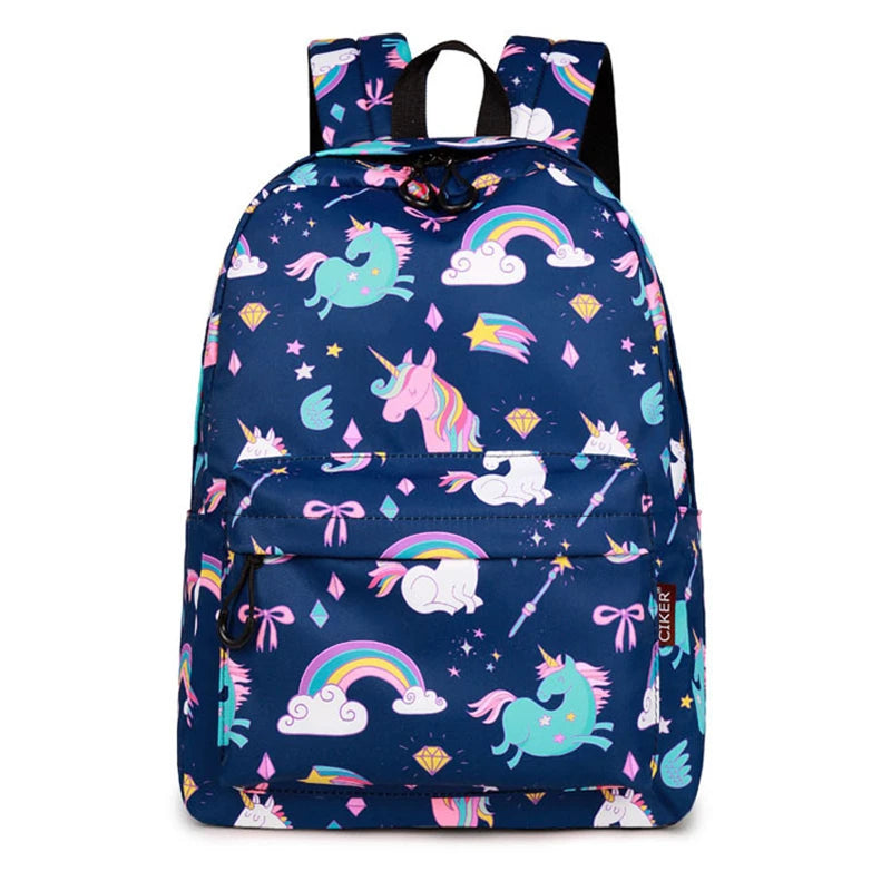 Unicorn Print Laptop Backpack for Girls Casual Travel Pink M1396