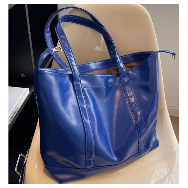 Large Capacity Soft Leather Women Bag Travel Shoulder Bag Tote Shopper Handbag