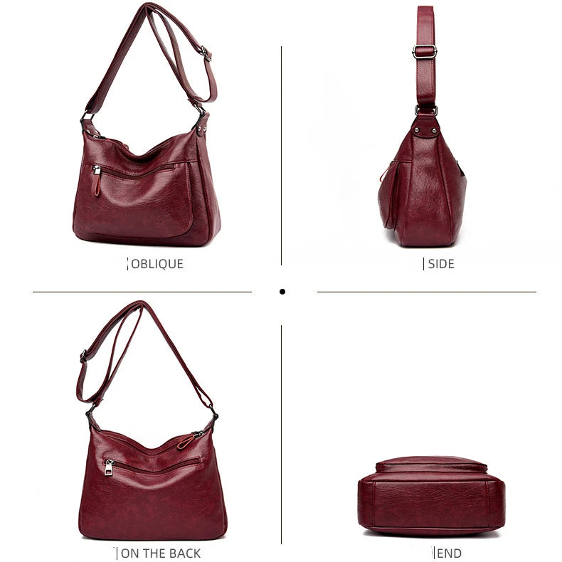 Large PU Leather Tote Bag Women Casual Shoulder Crossbody Female