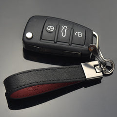 Leather Car Key Chain Metal Buckle Key Ring Holder
