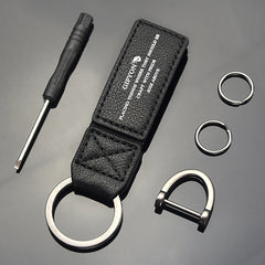 Leather Car Key Chain Metal Buckle Key Ring Holder