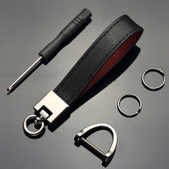 Leather Car Key Chain Metal Buckle Key Ring Holder