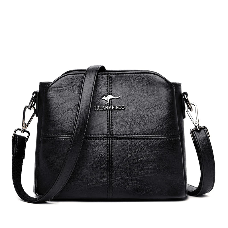 Leather Crossbody Bag Embroidered Small Shoulder Bag Women Handbag