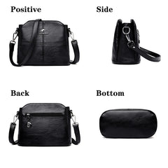 Leather Crossbody Bag Embroidered Small Shoulder Bag Women Handbag