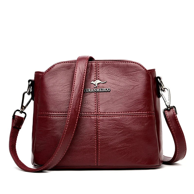 Leather Crossbody Bag Embroidered Small Shoulder Bag Women Handbag