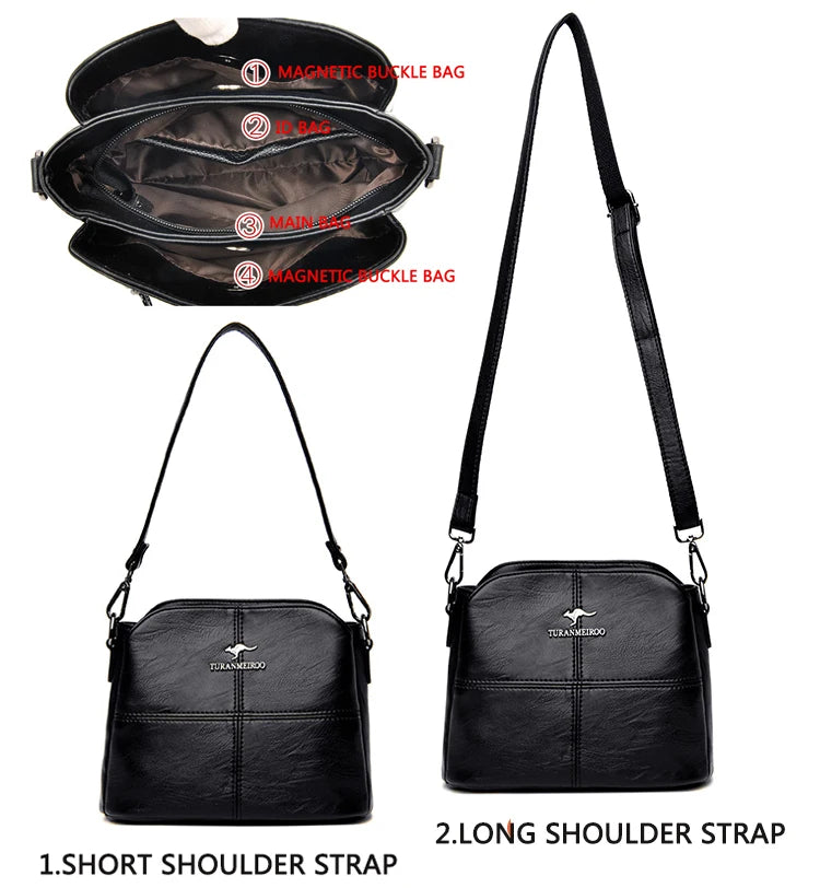 Leather Crossbody Bag Embroidered Small Shoulder Bag Women Handbag