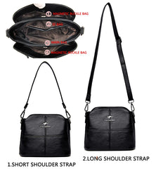 Leather Crossbody Bag Embroidered Small Shoulder Bag Women Handbag