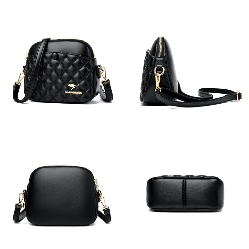Women's Small Leather Crossbody Bag Flap Messenger Shoulder Handbag