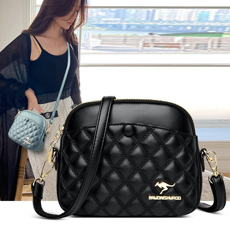 Women's Small Leather Crossbody Bag Flap Messenger Shoulder Handbag