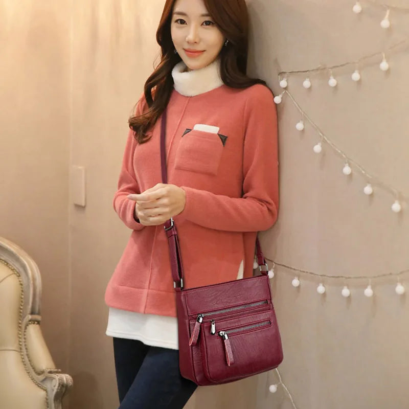 Leather Crossbody Bag for Women Shoulder Tote Lady Messenger Bag