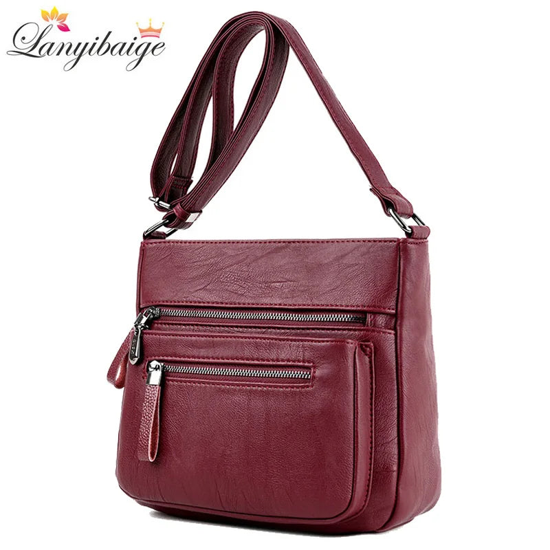 Leather Crossbody Bag for Women Shoulder Tote Lady Messenger Bag