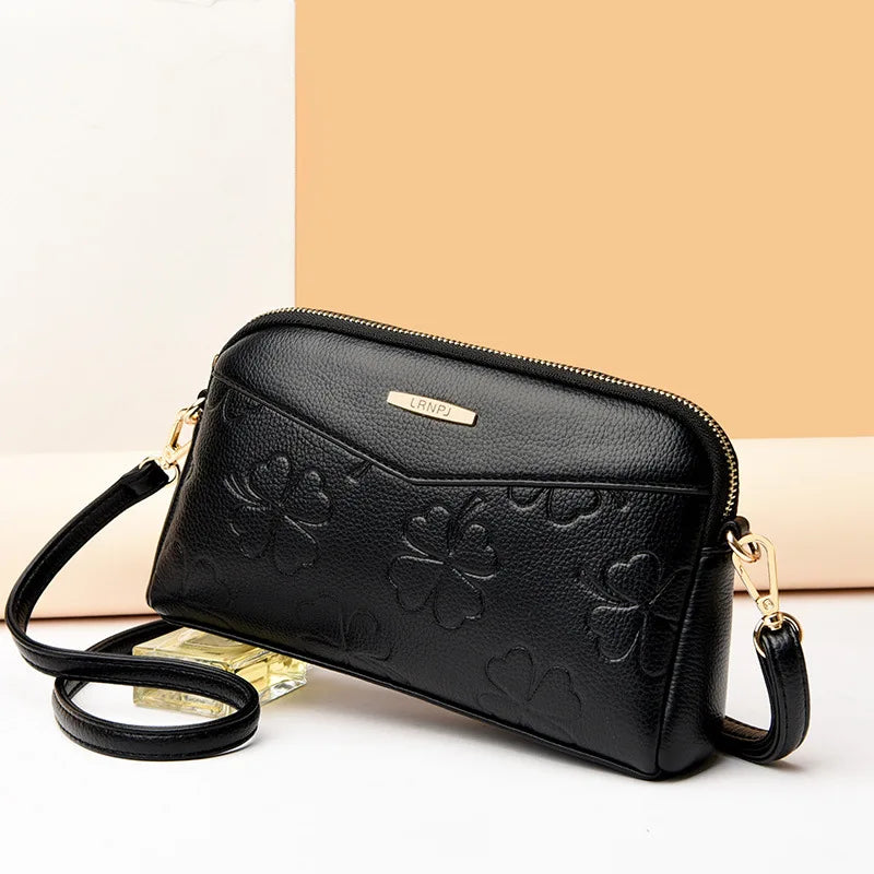 Women's Small Leather Shoulder Crossbody Bag Clutch Wallet Wristlet Purse Retro