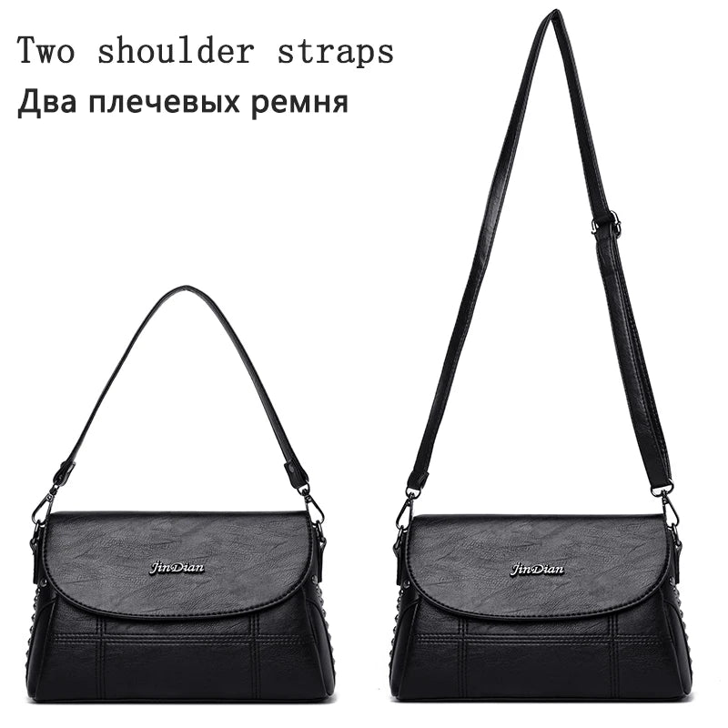 Leather Square Shoulder Bag Small Crossbody Handbag for Women