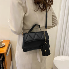 Leather Tote Bag Chain Handle Shoulder Bag Small Square Bag
