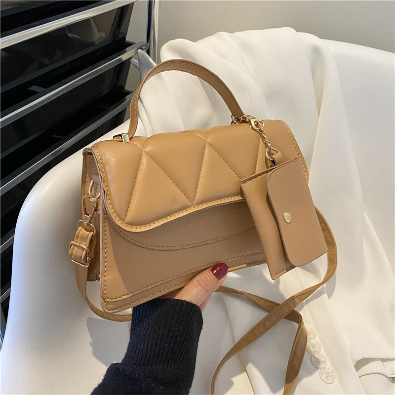 Leather Tote Bag Chain Handle Shoulder Bag Small Square Bag