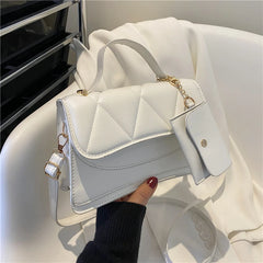 Leather Tote Bag Chain Handle Shoulder Bag Small Square Bag