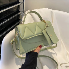 Leather Tote Bag Chain Handle Shoulder Bag Small Square Bag
