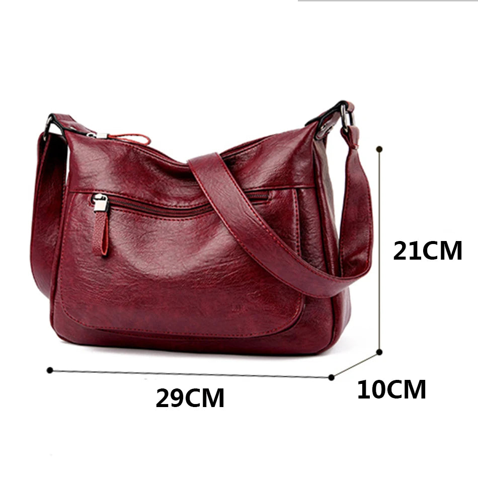 High Leather Tote for Ladies Casual Women Shoulder Crossbody Sac Female Worker