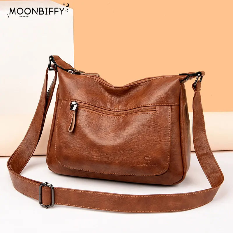 High Leather Tote Ladies Casual Shoulder Crossbody Sac Female