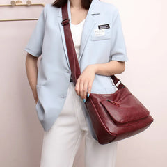 High Leather Tote for Ladies Casual Women Shoulder Crossbody Sac Female Worker