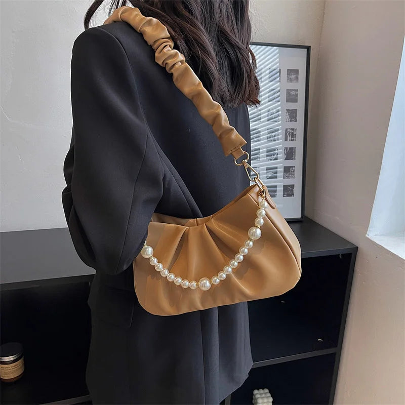 Women's Leather Underarm Bag Handbag Crossbody Shopping Bag