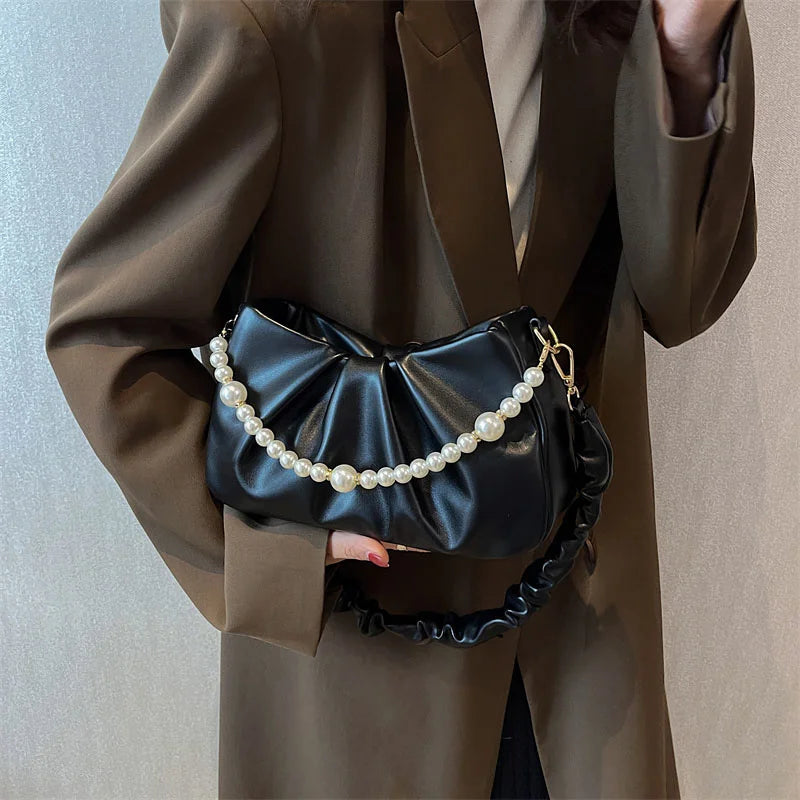 Women's Leather Underarm Bag Handbag Crossbody Shopping Bag