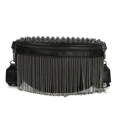 Leather Crossbody Bags Rivet Shoulder Handbag Metal Tassel Saddle Bags
