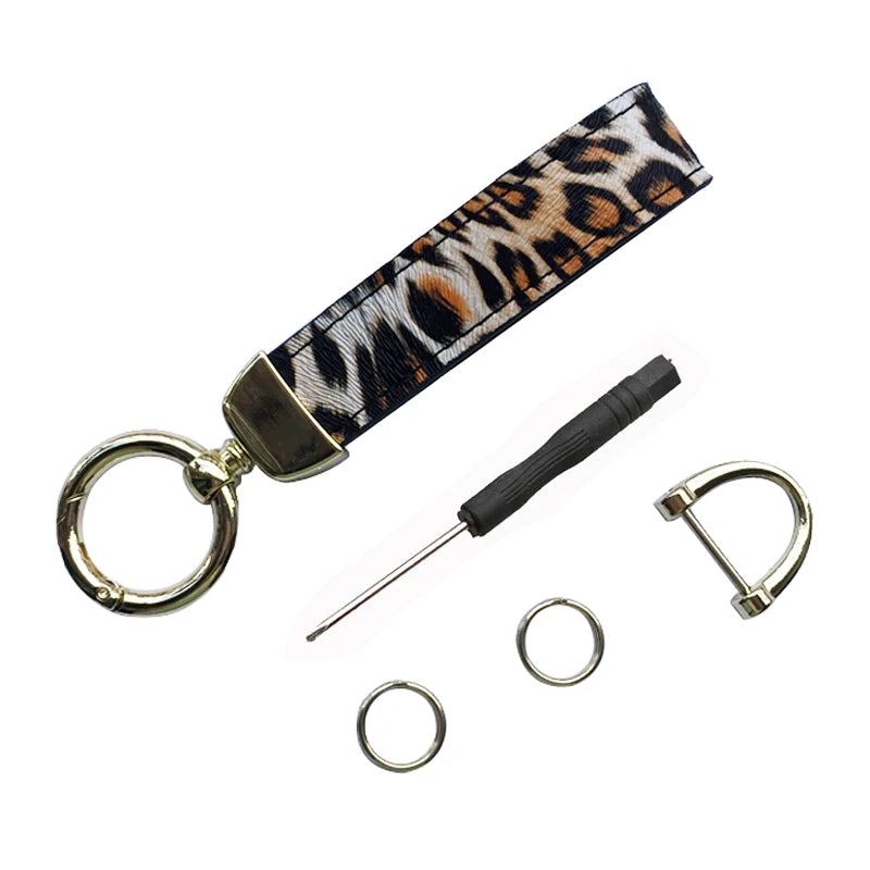 Leopard Pattern PU Leather Car Keychain Gift Key Wallet