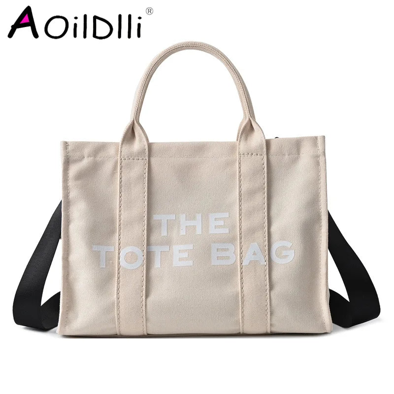 Large Capacity Canvas Handbags Female Hand Shoulder Messenger Bags Lady