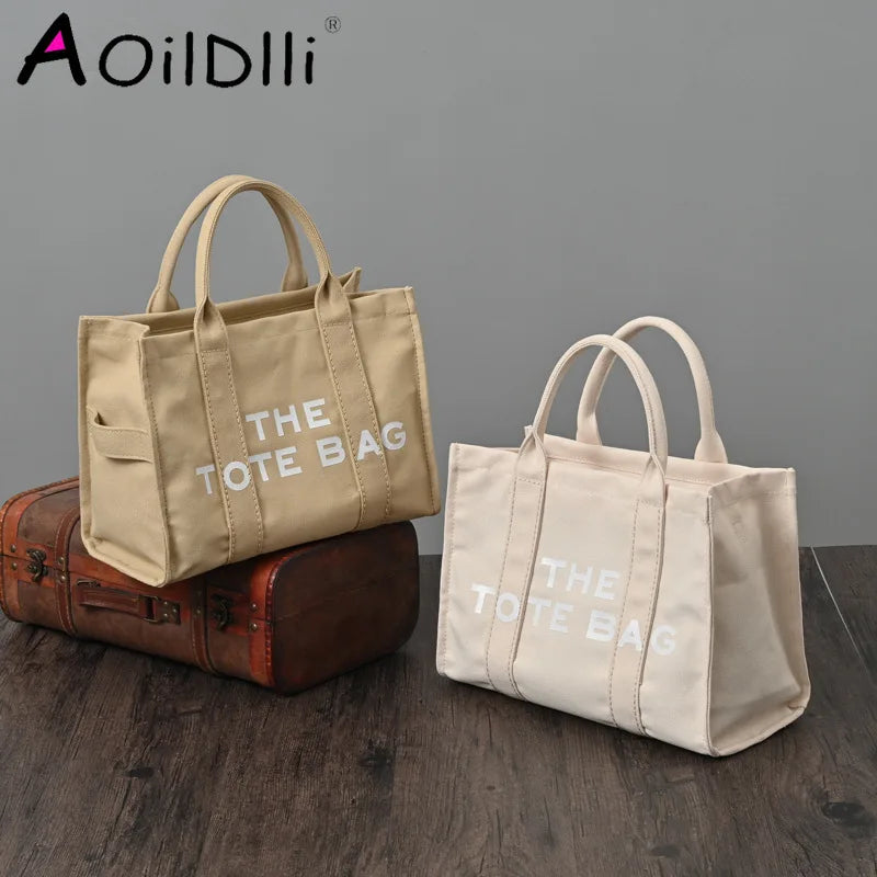 Large Capacity Canvas Handbags Female Hand Shoulder Messenger Bags Lady