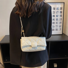 Plaid Quilted Crossbody Bag Chain Flap Messenger Bag for Women