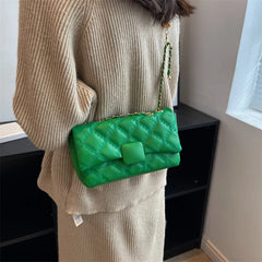 Plaid Quilted Crossbody Bag Chain Flap Messenger Bag for Women