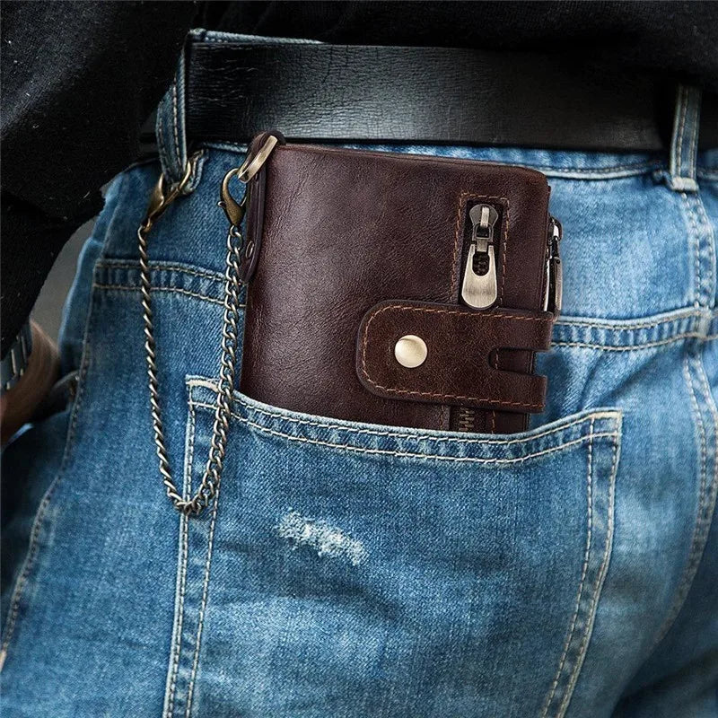 Cow Leather Short Wallet Men Hasp Purse Clutch Wallets