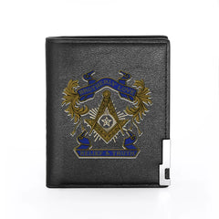 Masonic Brotherly Love Leather Wallet Slim Credit Card Holders