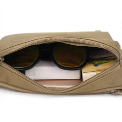 Men Fanny Pack Chest Bag 3 Pockets Nylon Waist Bag Black/Khaki