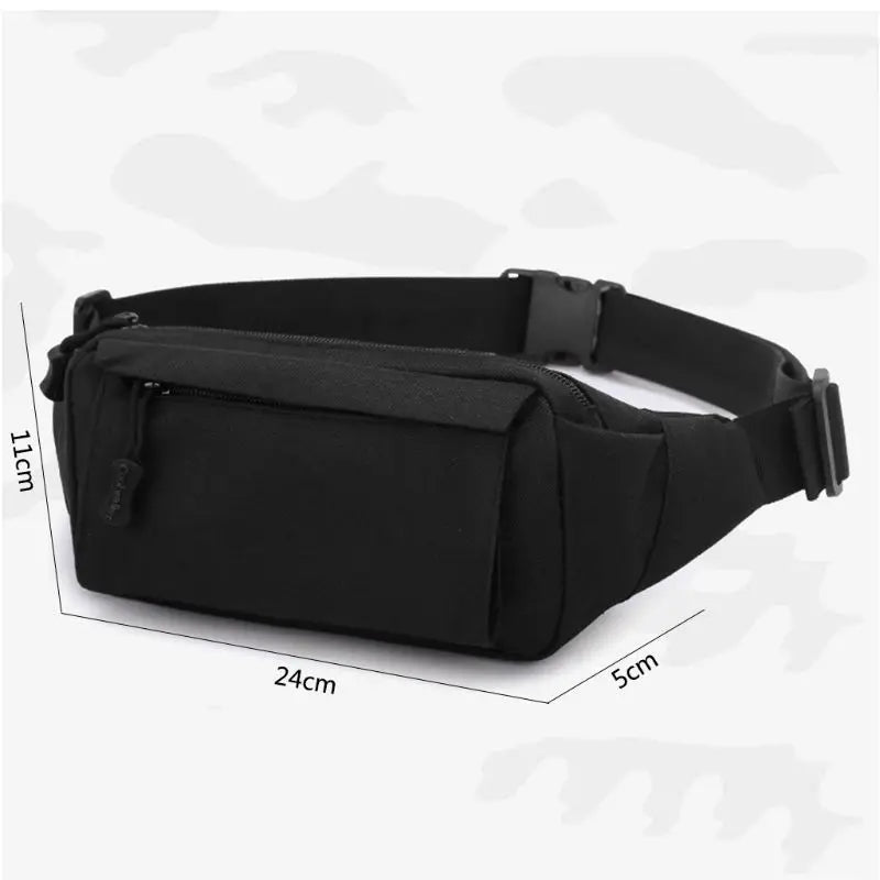 Men Fanny Pack Chest Bag 3 Pockets Nylon Waist Bag Black/Khaki
