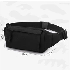 Men Fanny Pack Chest Bag 3 Pockets Nylon Waist Bag Black/Khaki