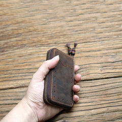 Men Leather Key Holder Zipper Key Wallet Women Housekeeper Key Case Bag