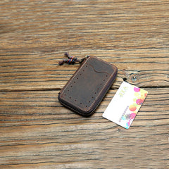 Men Leather Key Holder Zipper Key Wallet Women Housekeeper Key Case Bag