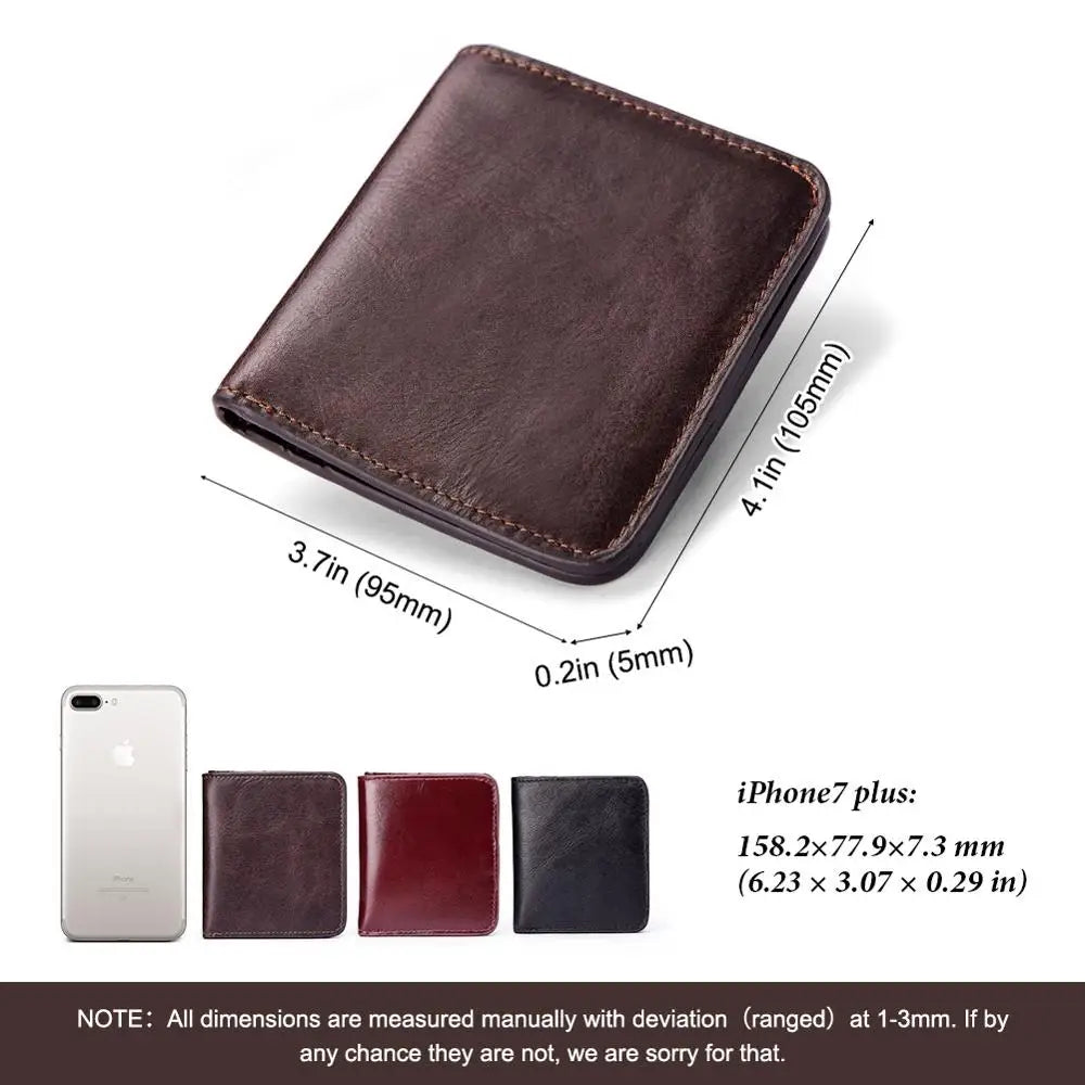 Vintage Short Men's Leather Wallet with Zipper Pouch