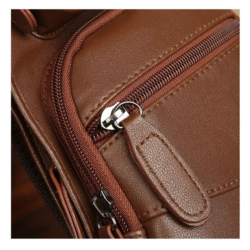 High Men Waist Pack Vintage Messenger Shoulder Bag PU Leather Mobile Phone Bag