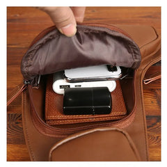 High Men Waist Pack Vintage Messenger Shoulder Bag PU Leather Mobile Phone Bag